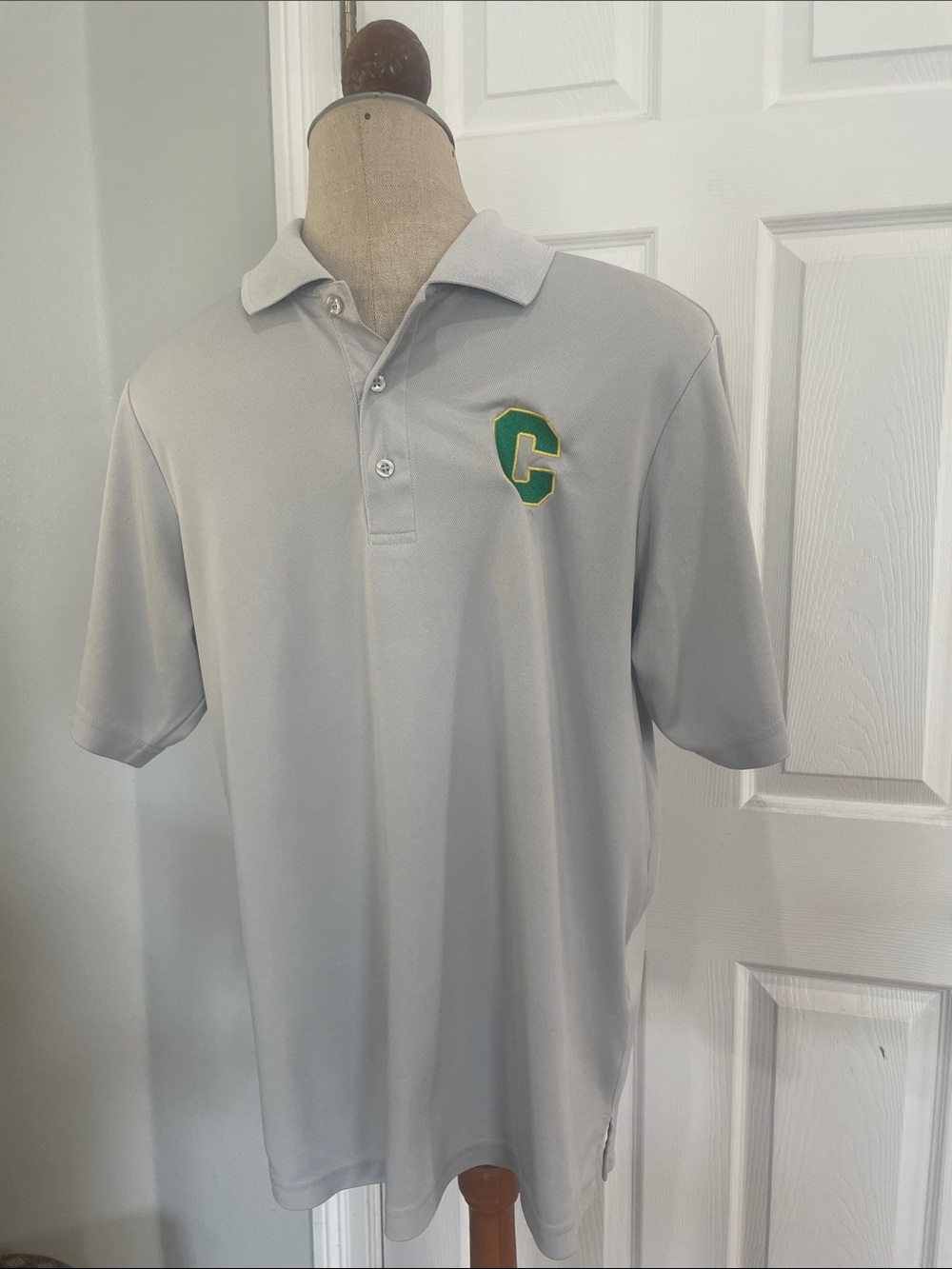 Core 365 Grey short sleeve performance Polo Shirt Green C men’s size L